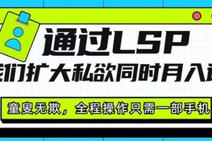通过LSP让我们扩大私欲同时月入过万，童叟无欺，全程操作只需一部手机