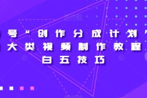 视频号“创作分成计划”2.0四大类视频制作教程+小白五技巧