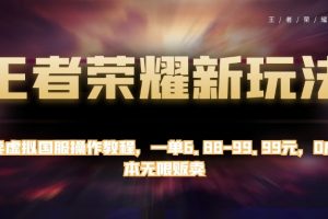 王者荣耀新玩法，卖虚拟国服操作教程，一单6.88-99.99元，0成本无限贩卖