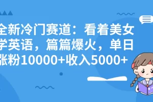 全新冷门赛道：看着美女学英语，篇篇爆火，单日涨粉10000+收入5000+
