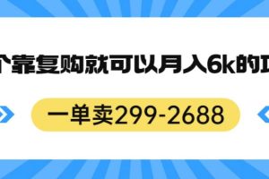 一单卖299-2688，一个靠复购就可以月入6k的暴利项目