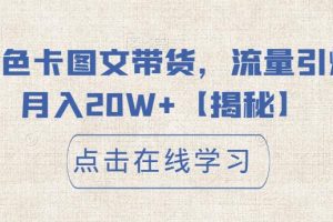 小红书色卡图文带货，流量引爆单人月入20W+