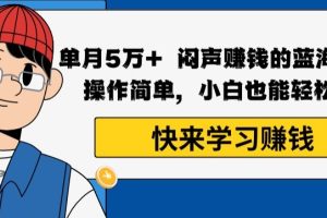 单月5万+闷声赚钱的蓝海项目，操作简单，小白也能轻松上手