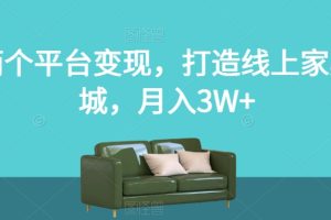 两个平台变现，打造线上家具城，月入3W+