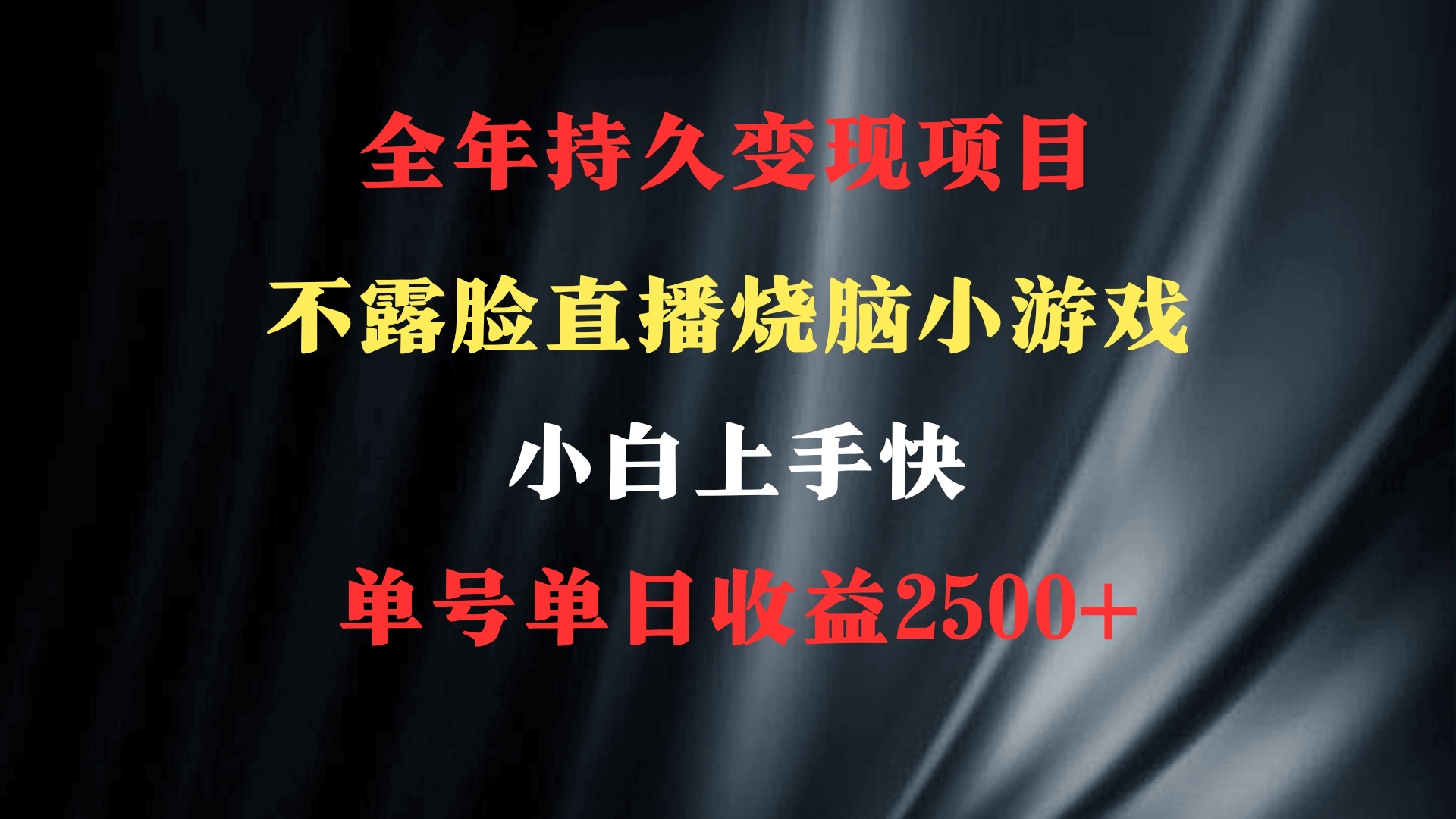 2024年最优项目，烧脑小游戏不露脸直播 小白上手快 无门槛 一天收益2500+