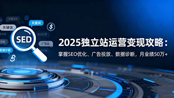 2025独立站运营变现攻略:掌握SEO优化、广告投放、数据诊断,月业绩50万+