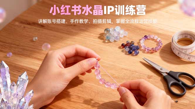 小红书水晶IP训练营,讲解账号搭建、手作教学、拍摄剪辑,全流程运营技能