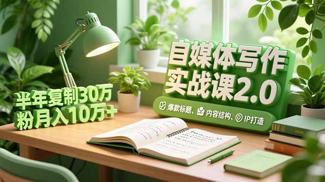 自媒体写作实战课2.0，爆款标题、内容结构、IP打造，半年复制30万粉月入10万+