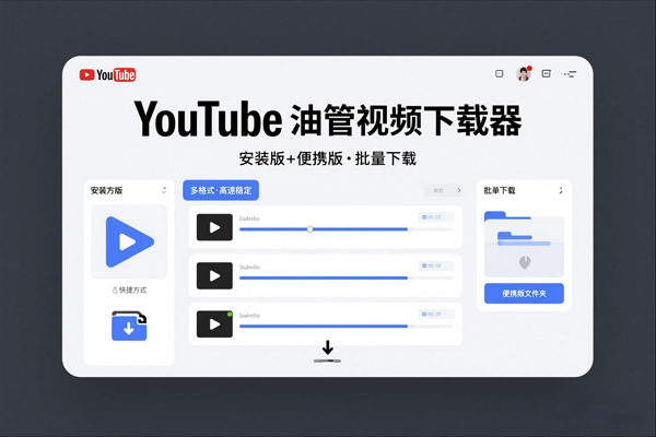 YouTube油管视频下载器安装版+便携版，可以批量下载多个视频