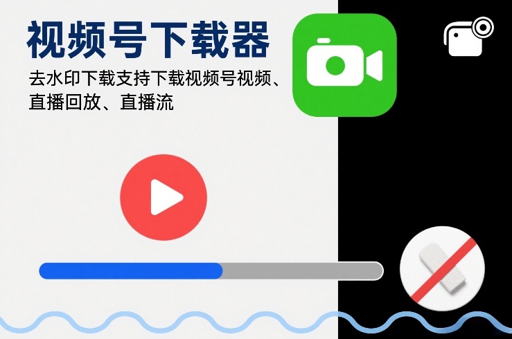 视频号下载器，去水印下载，支持下载视频号视频、直播回放、直播流