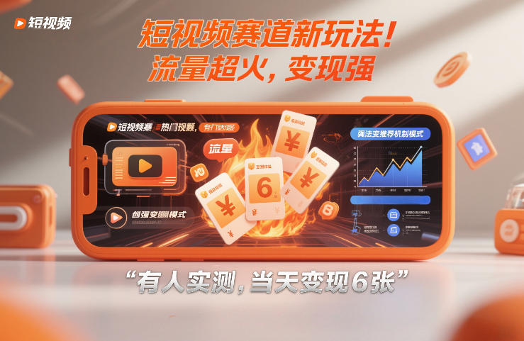短视频赛道新玩法！流量超火，变现强，有人实测，当天变现600+