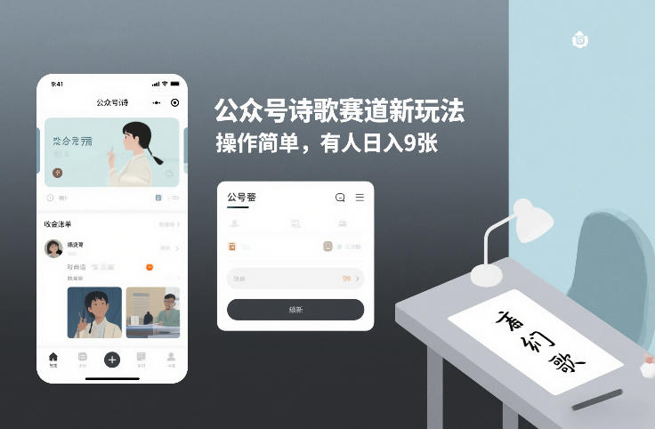 公众号诗歌赛道新玩法,操作简单,有人日入9张