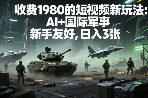 外面收费1980的短视频新玩法:AI+国际军事,新手友好,日入3张+【附详细教程】