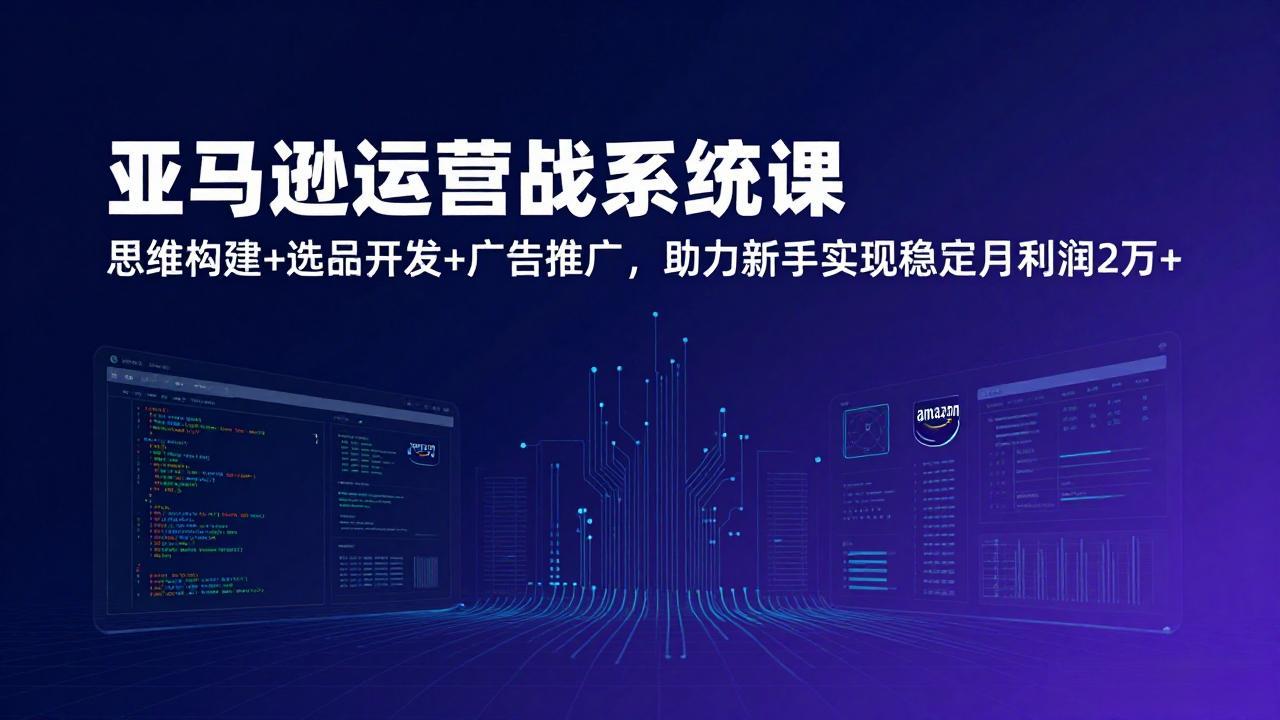 亚马逊运营实战系统课，思维构建+选品开发+广告推广，助力新手实现稳定月利润2万+(更新)