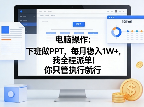 电脑操作:下班做PPT,每月稳入1W+,我全程派单!你只管执行就行