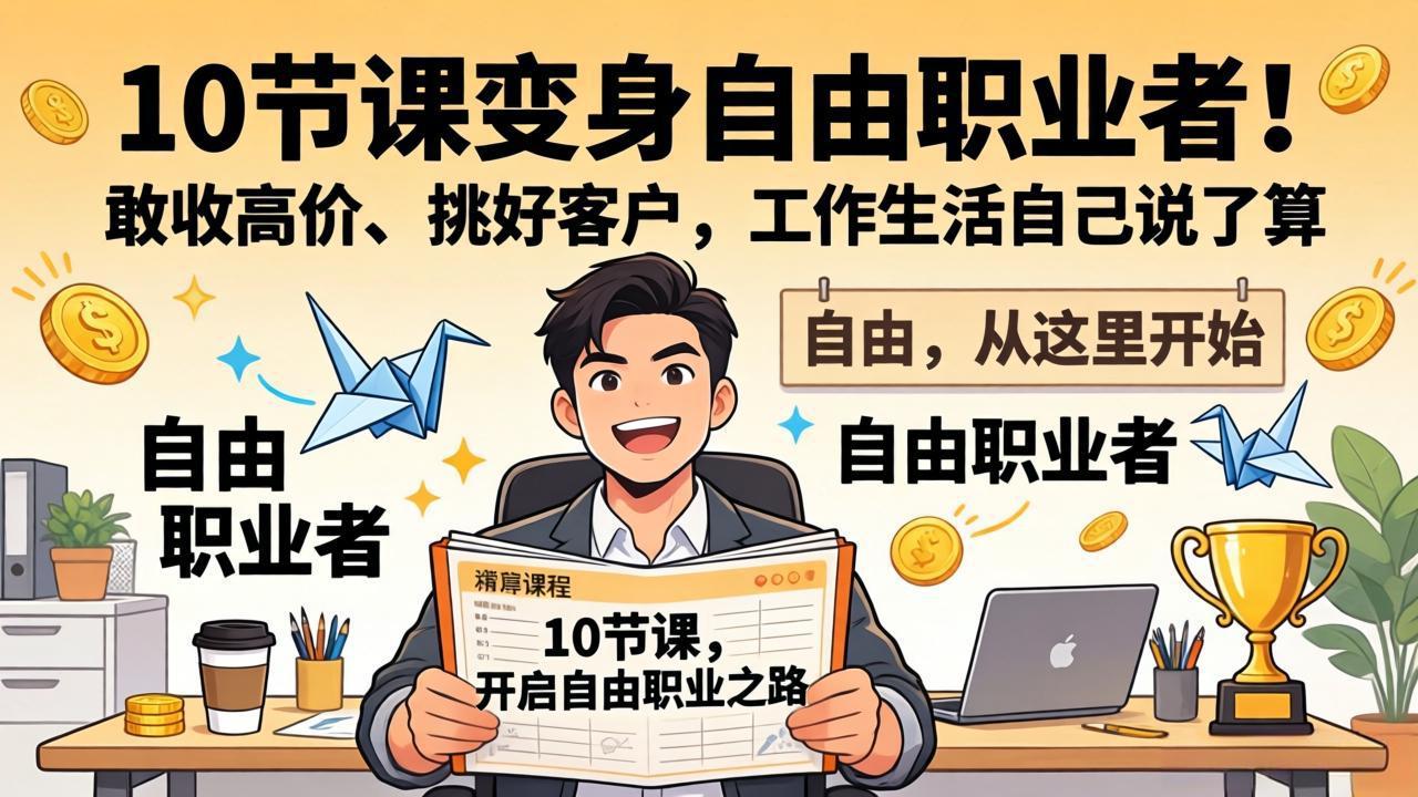 10节课变身自由职业者！敢收高价、挑好客户，工作生活自己说了算