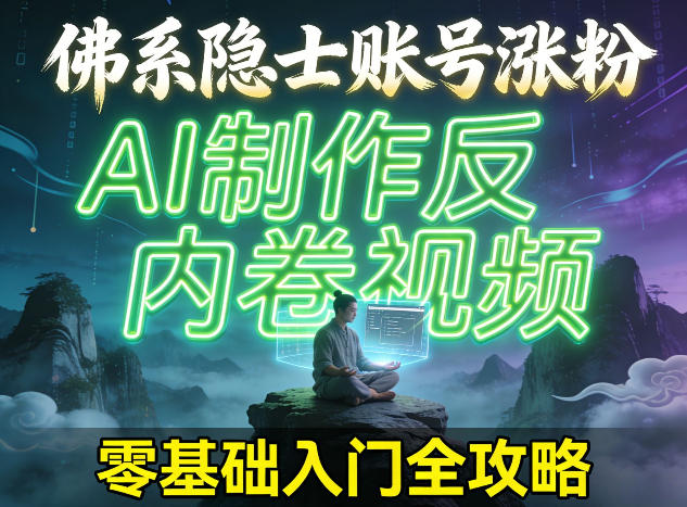 佛系隐士账号涨粉，AI制作反内卷视频，零基础入门全攻略