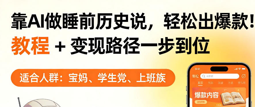 靠AI做睡前历史解说，轻松出爆款！教程+变现路径一步到位，单个视频收益1K+