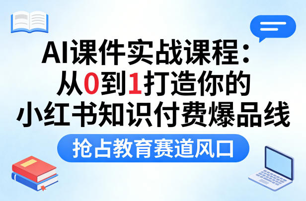 AI课件实战课程，从0到1打造你的小红书知识付费爆品线，抢占教育赛道风口