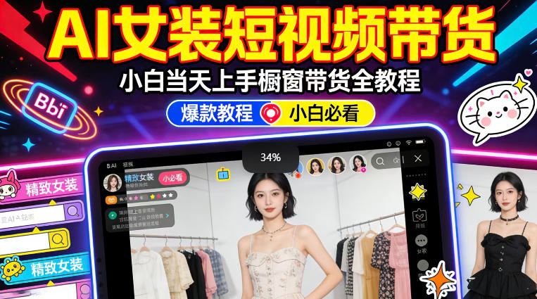 AI女装短视频橱窗带货:小白零门槛当天上手,高佣金爆款轻松賺