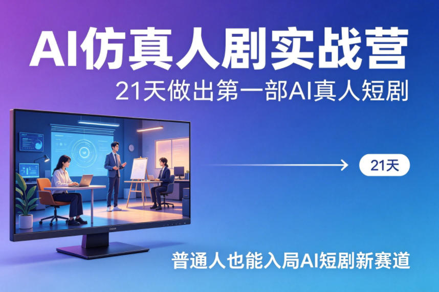 AI仿真人剧实战营,21天做出第一部AI真人短剧,普通人也能入局AI短剧新赛道 |
