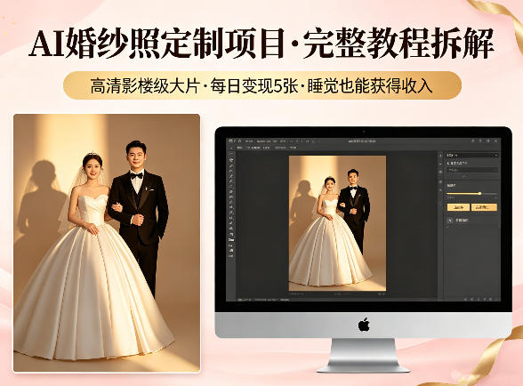 AI婚纱照定制项目，可生成高清影楼级大片，每日变现5张，睡觉也能获得收入【完整教程拆解】