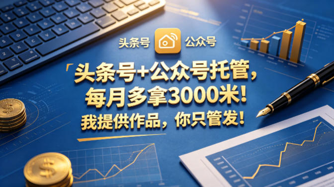 头条号+公众号托管，每月多拿3000米！我提供作品，你只管发