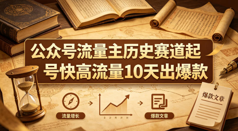公众号流量主之历史赛道，起号快+高流量，10天就能出爆款