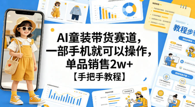 AI童装带货赛道，一部手机就可以操作，单品销售2w+【手把手教程】
