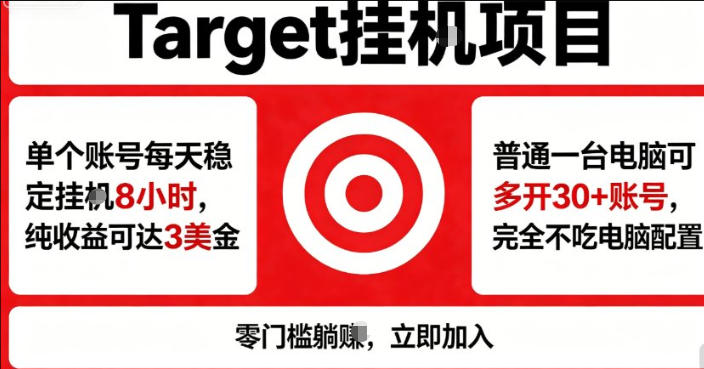 海外平台Target商品浏览曝光，24小时运行无需人工值守，日收益100美刀+电脑可多开