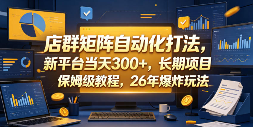 店群矩阵自动化打法，新平台当天300+，长期项目，保姆级教程，26年爆炸玩