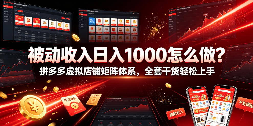 被动收入日入1000怎么做？拼多多虚拟店铺矩阵体系，全套干货轻松上手