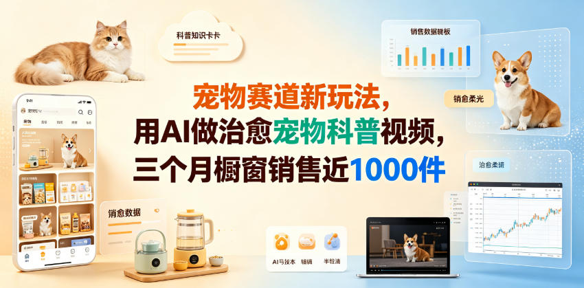 宠物赛道新玩法，用AI做治愈宠物科普视频，三个月橱窗销售近1000件【详细教学】