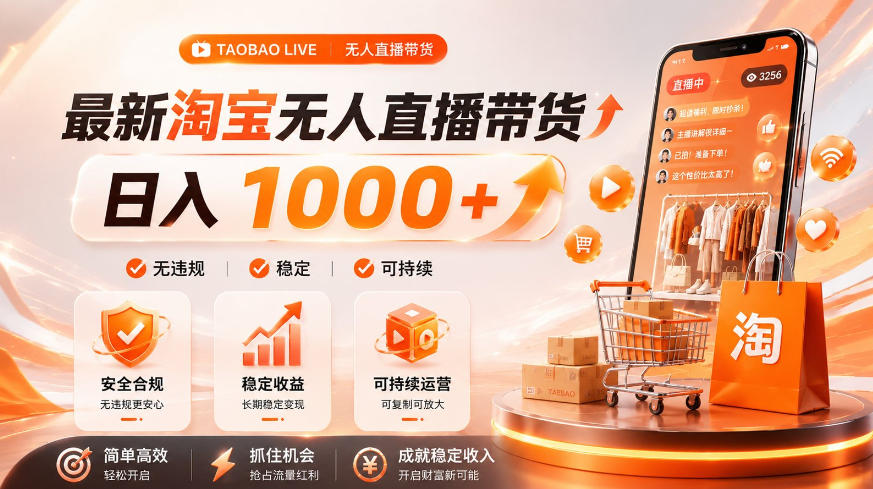 拒绝死工资！淘宝无人直播，让你睡觉都在进账，单设备日入1k+普通人的变现蓝海