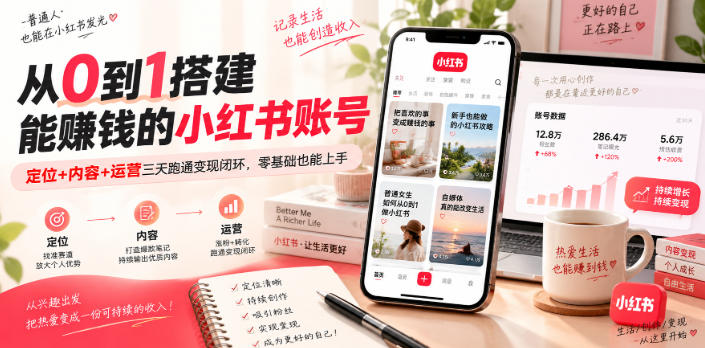 从0搭一个能挣钱的小红书号：三天跑通流程
