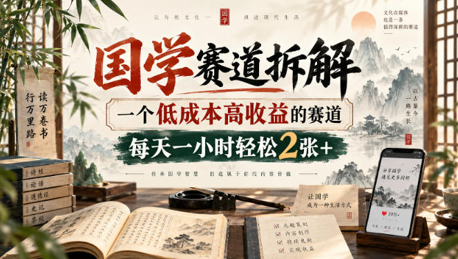 国学赛道拆解，一个低成本高收益的赛道，每天一小时轻松2张+