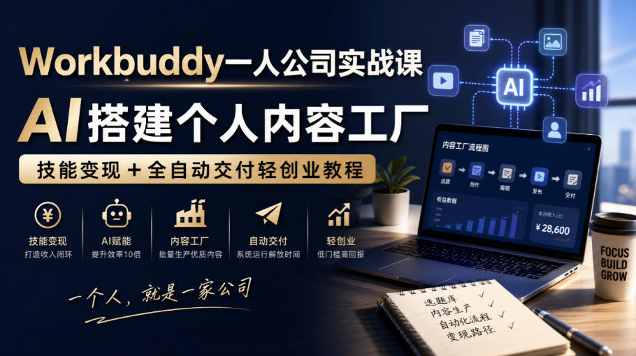 Workbuddy一人公司课:AI内容工厂与经验产品化