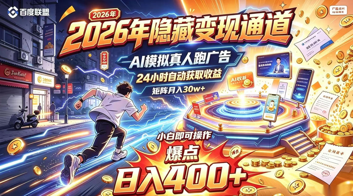 2026年别死磕自媒体,隐藏变现通道,AI模拟真人自动跑广告,小白即可操作,日入400+,矩阵月入可达到30w+