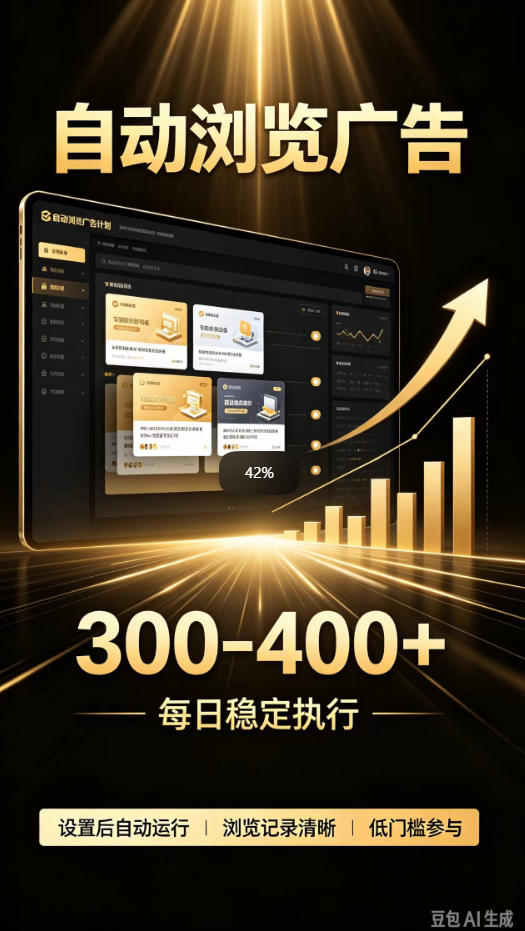 自动浏览广告计划,0门槛副业,日入300-400,躺賺稳定风口项目,无需人工操作,解放双手